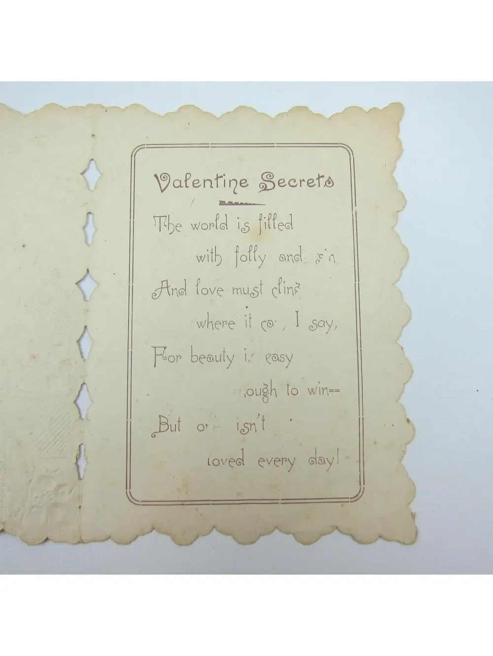 Valentine Card Red Poppy Flowers Gold Embossed Die cut Bifold Antique 1913